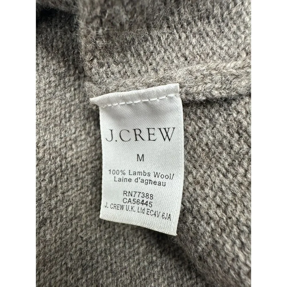 J. Crew Men Lamb Wool Sweater 3/4 Zip Cowl Neck Size M Casual Top Wool EUC